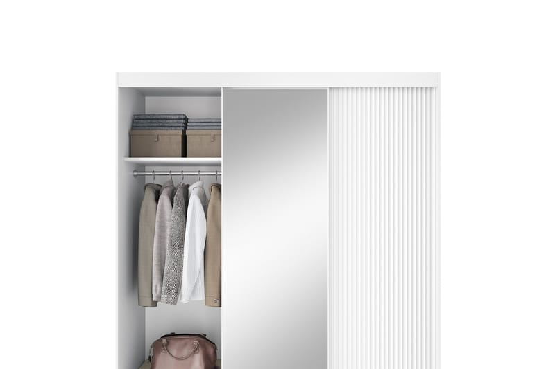 Biancco Garderobe med Speil 120 cm i Malt Tre - Hvit - Oppbevaring - Garderober & garderobesystem