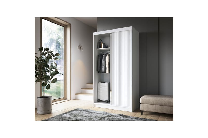 Biancco Garderobe med Speil 120x220 cm - Hvit - Oppbevaring - Garderober & garderobesystem
