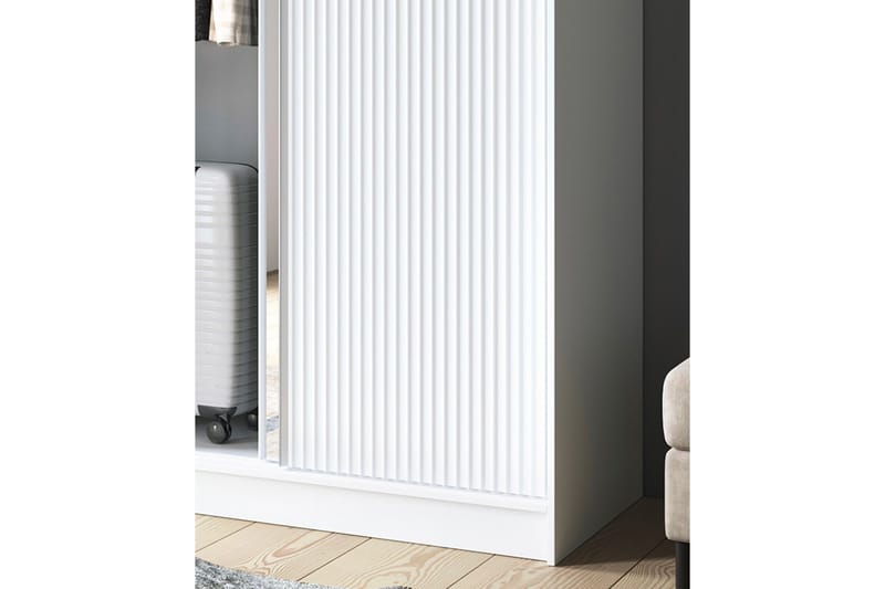 Biancco Garderobe med Speil 120x220 cm - Hvit - Oppbevaring - Garderober & garderobesystem