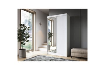 Biancco Garderobeskap med Speil 120 cm i Malt Tre - Hvit - Oppbevaring - Garderober & garderobesystem