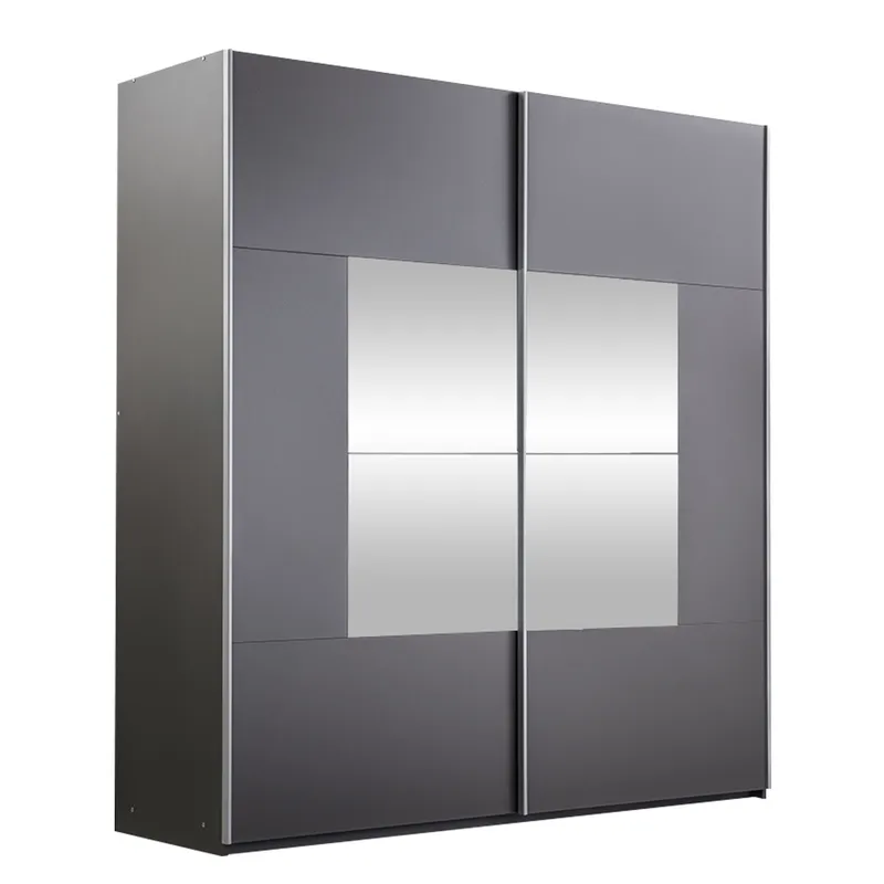 Binche Garderobeskapeskap med speil 200x215 cm, Grå