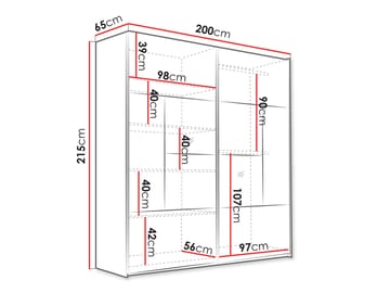 Binche Garderobeskapeskap med speil 200x215 cm - Grå - Oppbevaring - Garderober & garderobesystem