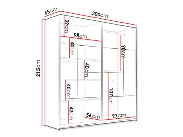Binche Garderobeskapeskap med speil 200x215 cm - Grå - Oppbevaring - Garderober & garderobesystem