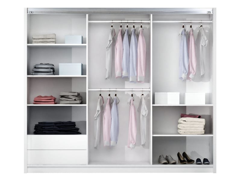 Binche Garderobeskapeskap med speil 250x215 cm - Beige - Oppbevaring - Garderober & garderobesystem