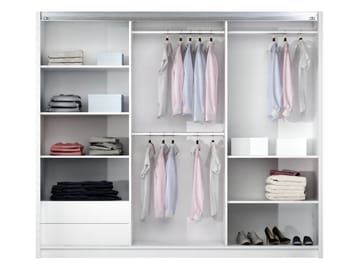 Binche Garderobeskapeskap med speil 250x215 cm - Beige - Oppbevaring - Garderober & garderobesystem