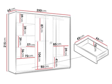 Binche Garderobeskapeskap med speil 250x215 cm - Beige - Oppbevaring - Garderober & garderobesystem