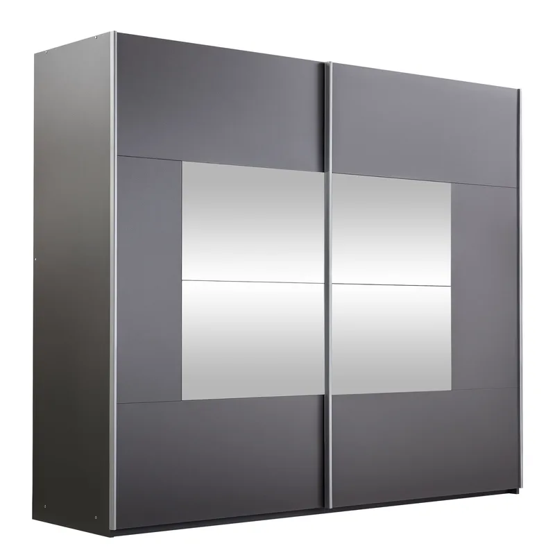 Binche Garderobeskapeskap med speil 250x215 cm, Grå