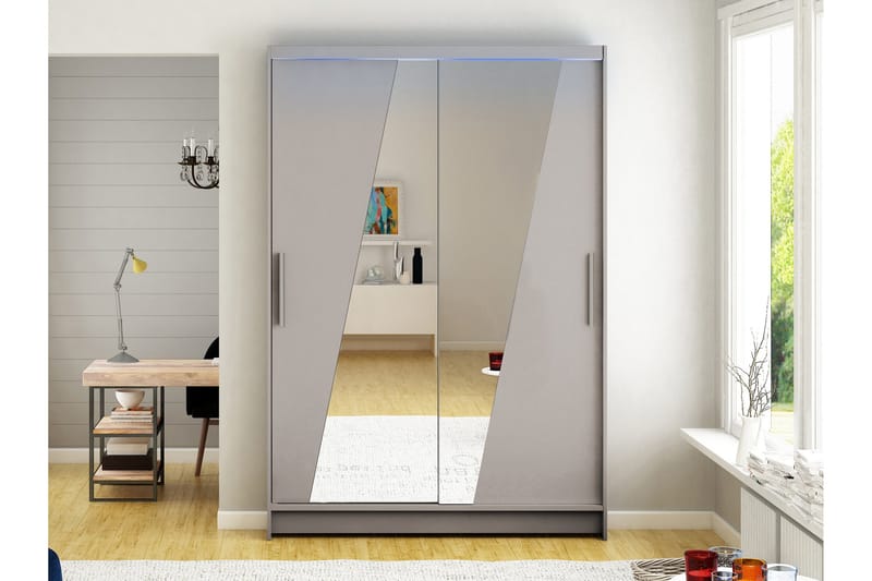 Biscayne Garderobeskap Med Speil 120x200 cm - Beige - Oppbevaring - Garderober & garderobesystem