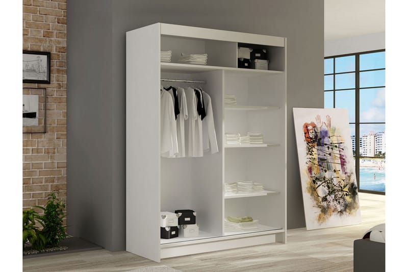 Biscayne Garderobeskap Med Speil 120x200 cm - Beige - Oppbevaring - Garderober & garderobesystem