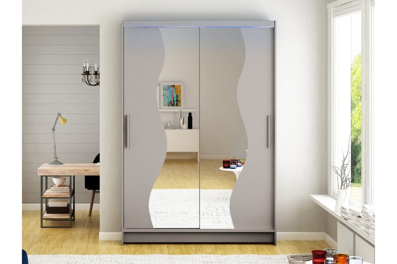 Biscayne Garderobeskap Med Speil 120x200 cm - Beige - Oppbevaring - Garderober & garderobesystem