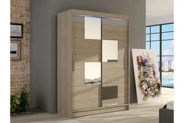 Biscayne Garderobeskap Med Speil 120x200 cm - Brun - Oppbevaring - Garderober & garderobesystem