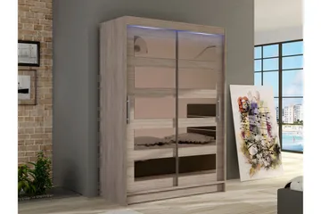 Biscayne Garderobeskap Med Speil 120x200 cm - Brun - Oppbevaring - Garderober & garderobesystem