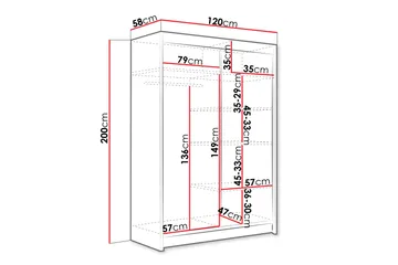 Biscayne Garderobeskap Med Speil 120x200 cm - Hvit - Oppbevaring - Garderober & garderobesystem
