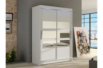 Biscayne Garderobeskap Med Speil 120x200 cm - Hvit - Oppbevaring - Garderober & garderobesystem