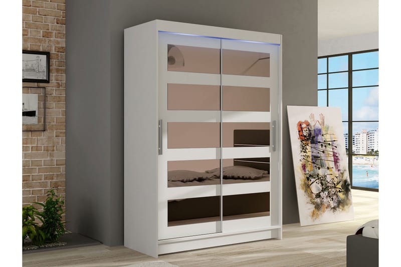 Biscayne Garderobeskap Med Speil 120x200 cm - Hvit - Oppbevaring - Garderober & garderobesystem