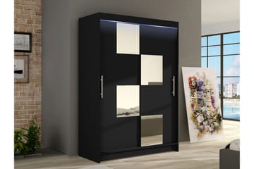 Biscayne Garderobeskap Med Speil 120x200 cm - Svart - Oppbevaring - Garderober & garderobesystem