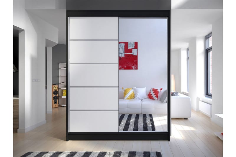 Camino Garderobe 58x150 cm LED-belysning - Svart/Hvit - Oppbevaring - Garderober & garderobesystem
