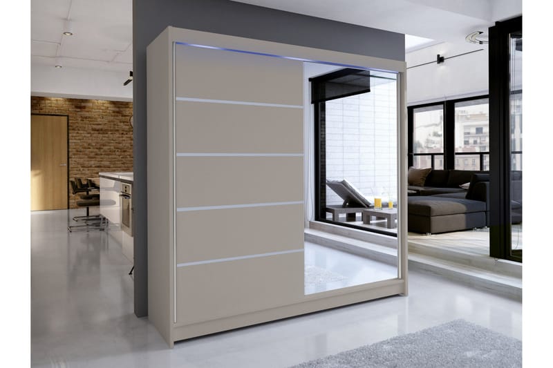 Canderbury Garderobe Med Speil 180x215 cm - Beige - Oppbevaring - Garderober & garderobesystem