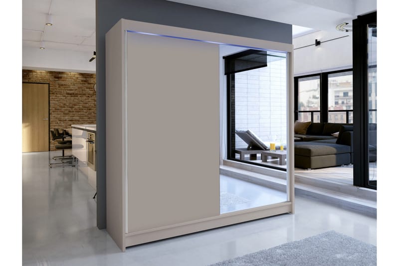 Canderbury Garderobe Med Speil 180x215 cm - Beige - Oppbevaring - Garderober & garderobesystem