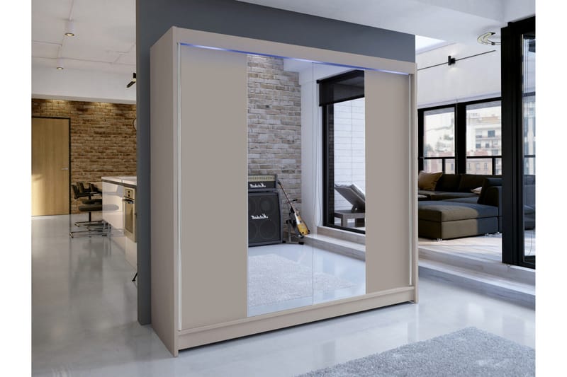 Canderbury Garderobe Med Speil 180x215 cm - Beige - Oppbevaring - Garderober & garderobesystem