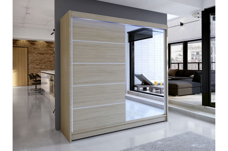 Canderbury Garderobe Med Speil 180x215 cm - Brun - Oppbevaring - Garderober & garderobesystem