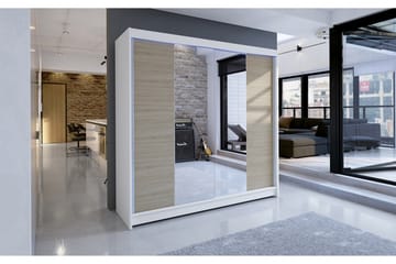 Canderbury Garderobe med Speil 180x215 cm - Brun/Hvit - Oppbevaring - Garderober & garderobesystem