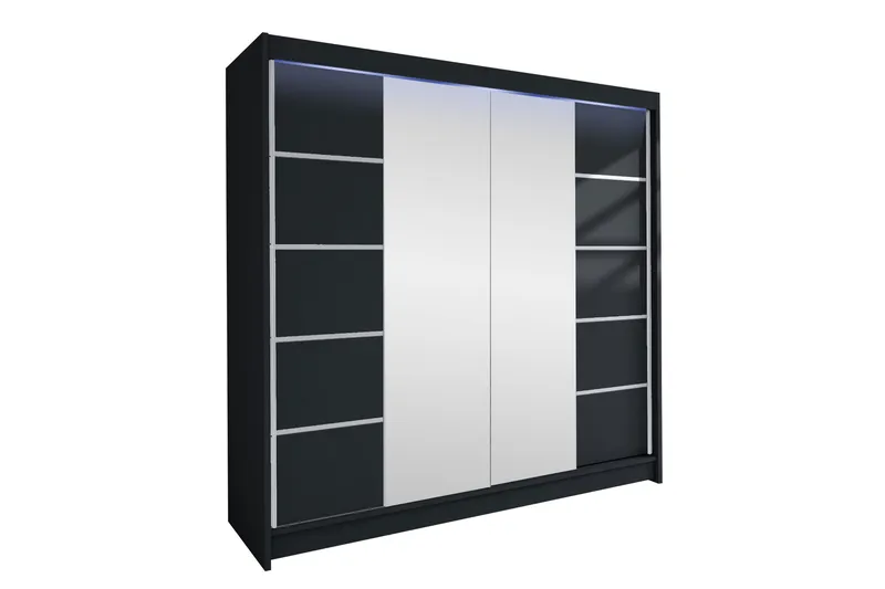 Canderbury Garderobe Med Speil 180x215 cm - Grå - Oppbevaring - Garderober & garderobesystem