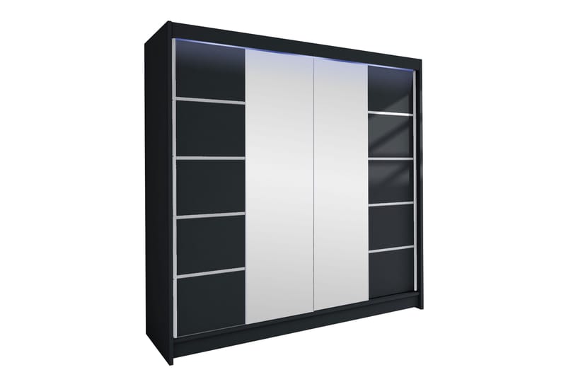 Canderbury Garderobe Med Speil 180x215 cm - Grå - Oppbevaring - Garderober & garderobesystem