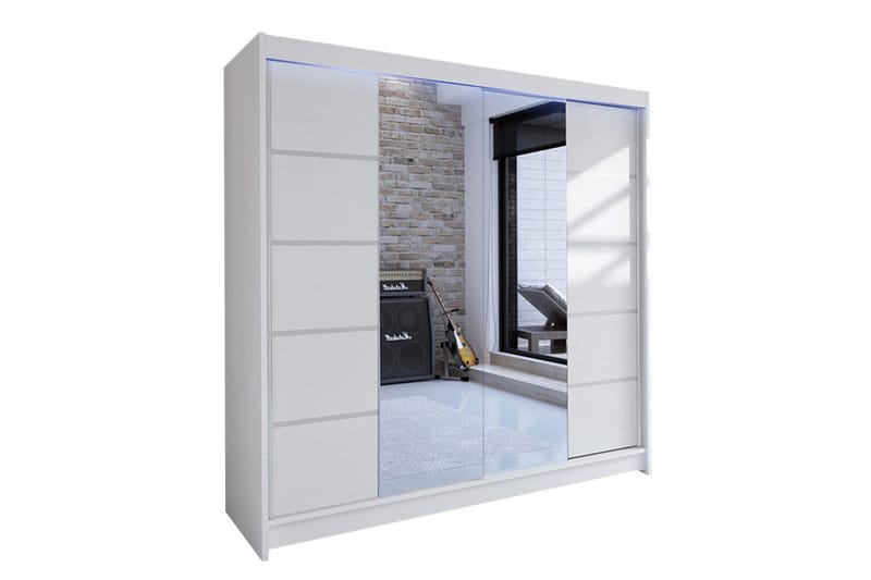 Canderbury Garderobe med Speil 180x215 cm, Hvit