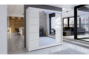 Canderbury Garderobe med Speil 180x215 cm - Hvit - Oppbevaring - Garderober & garderobesystem