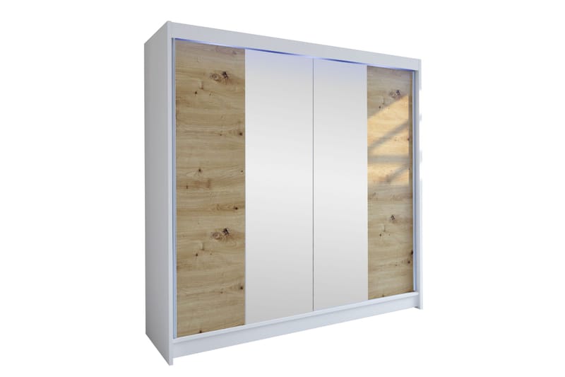 Canderbury Garderobe Med Speil 180x215 cm, Hvit/Brun