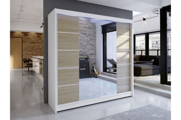 Canderbury Garderobe Med Speil 180x215 cm - Hvit/Brun - Oppbevaring - Garderober & garderobesystem