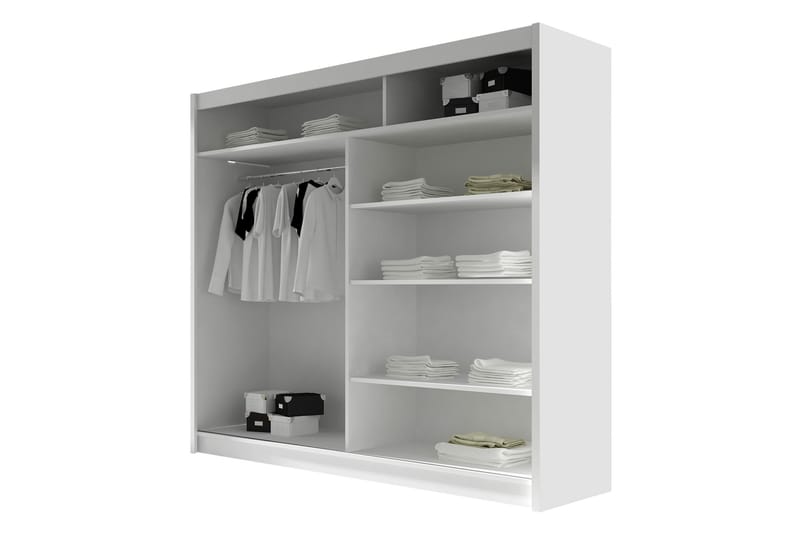Canderbury Garderobe Med Speil 180x215 cm - Hvit/Brun - Oppbevaring - Garderober & garderobesystem