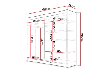 Canderbury Garderobe Med Speil 180x215 cm - Hvit/Brun - Oppbevaring - Garderober & garderobesystem