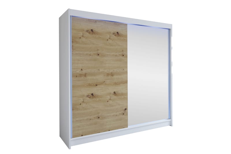 Canderbury Garderobe Med Speil 180x215 cm - Hvit/Brun - Oppbevaring - Garderober & garderobesystem