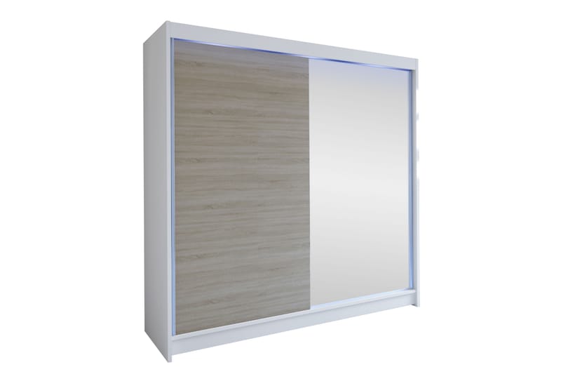 Canderbury Garderobe Med Speil 180x215 cm - Hvit/Brun - Oppbevaring - Garderober & garderobesystem