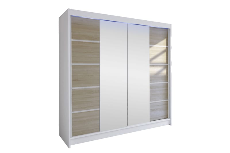 Canderbury Garderobe Med Speil 180x215 cm - Hvit/Brun - Oppbevaring - Garderober & garderobesystem