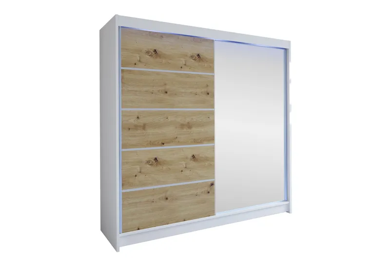 Canderbury Garderobe Med Speil 180x215 cm, Hvit/Brun