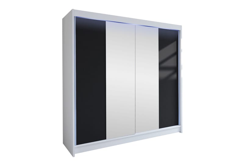Canderbury Garderobe Med Speil 180x215 cm - Hvit/Sort - Oppbevaring - Garderober & garderobesystem