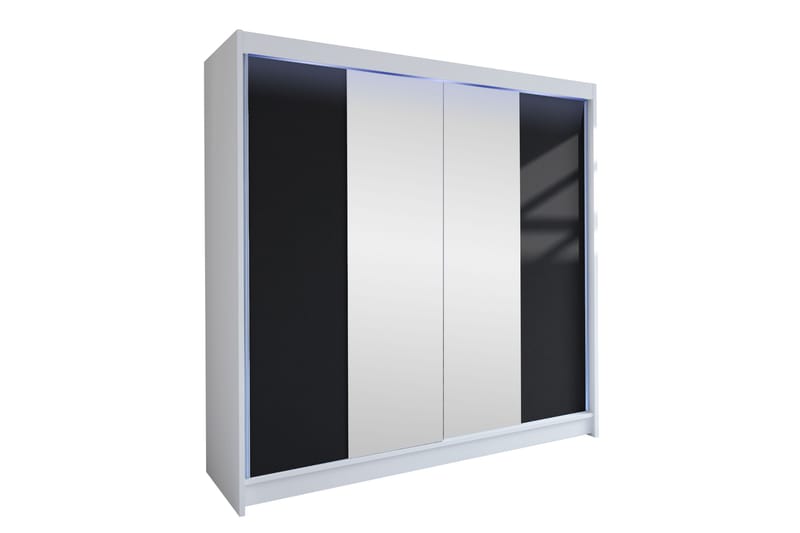 Canderbury Garderobe Med Speil 180x215 cm - Hvit/Sort - Oppbevaring - Garderober & garderobesystem