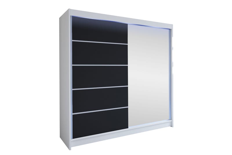 Canderbury Garderobe Med Speil 180x215 cm - Hvit/Sort - Oppbevaring - Garderober & garderobesystem
