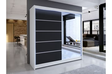 Canderbury Garderobe Med Speil 180x215 cm - Hvit/Sort - Oppbevaring - Garderober & garderobesystem
