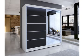 Canderbury Garderobe Med Speil 180x215 cm - Hvit/Sort - Oppbevaring - Garderober & garderobesystem