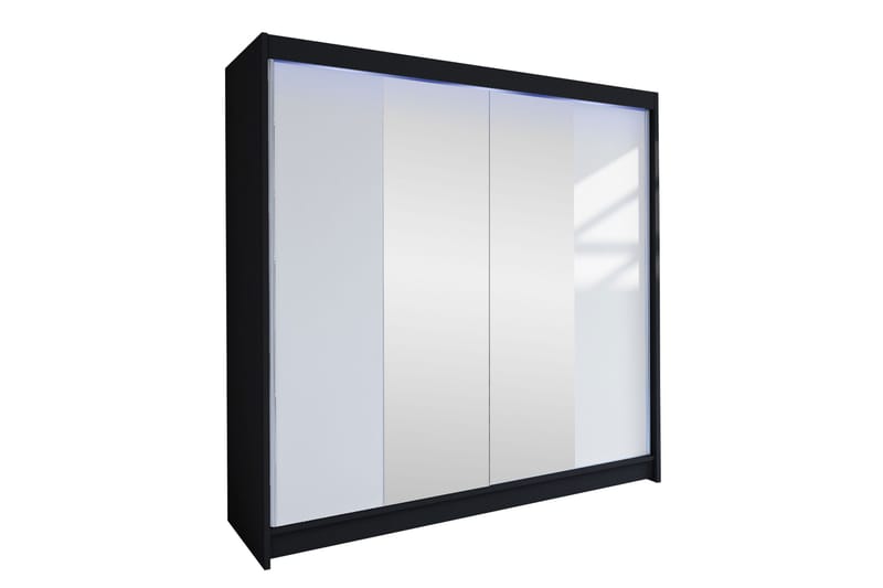 Canderbury Garderobe Med Speil 180x215 cm, Svart Og Hvitt