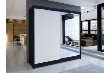 Canderbury Garderobe Med Speil 180x215 cm - Svart Og Hvitt - Oppbevaring - Garderober & garderobesystem