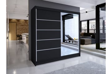 Canderbury Garderobe med Speil 180x215 cm - Svart - Oppbevaring - Garderober & garderobesystem
