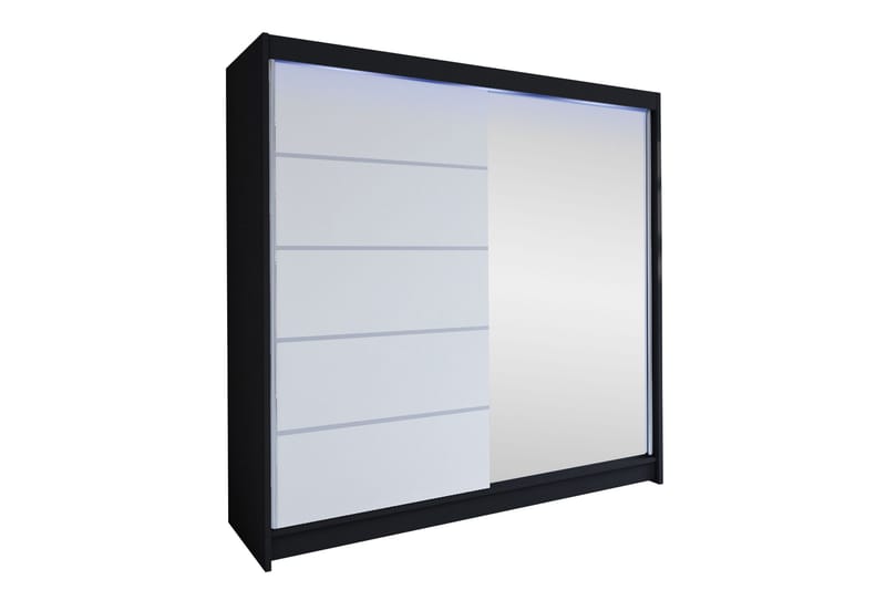 Canderbury Garderobe Med Speil 180x215 cm - Svart - Oppbevaring - Garderober & garderobesystem