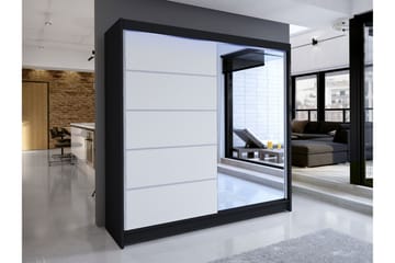 Canderbury Garderobe Med Speil 180x215 cm - Svart - Oppbevaring - Garderober & garderobesystem