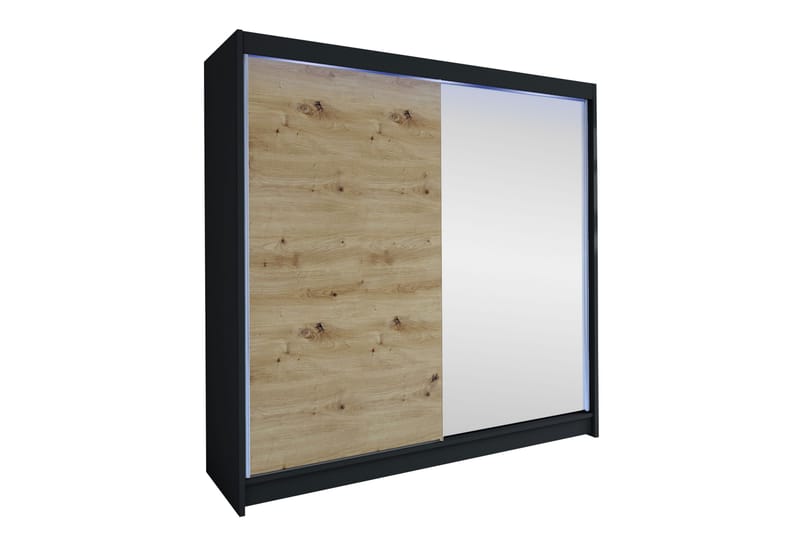 Canderbury Garderobe Med Speil 180x215 cm - Svart/Brun - Oppbevaring - Garderober & garderobesystem