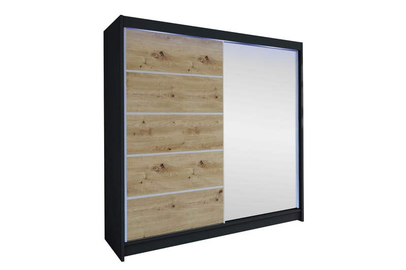 Canderbury Garderobe Med Speil 180x215 cm - Svart/Brun - Oppbevaring - Garderober & garderobesystem